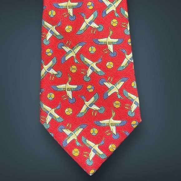 Salvatore Ferragamo Men’s Silk Red Duck Tie - Picture 1 of 9